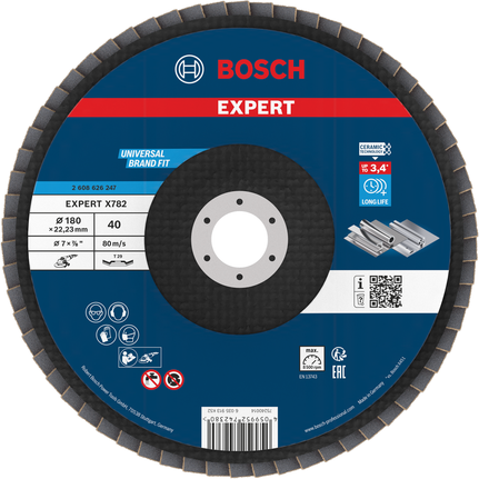 Lamelový kotouč Bosch EXPERT X782, zrnitost 180 mm, na kov 40.